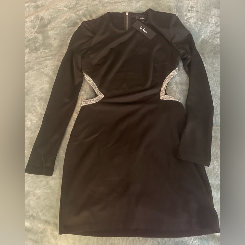 Lulu's Black Asymmetrical Bodycon Dress